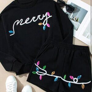 MERRY sequin round neck lounge set